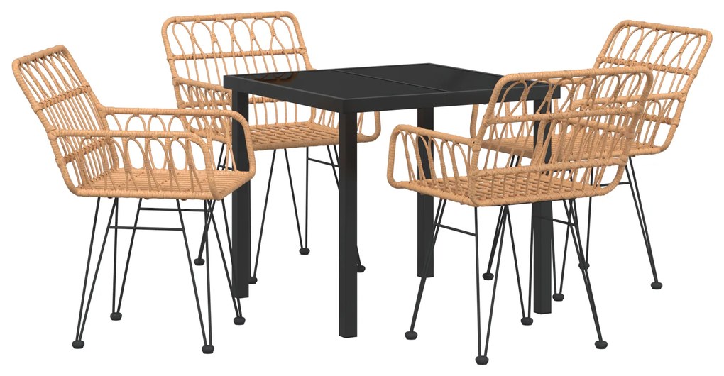 vidaXL Σετ 5 Τεμαχίων Καρέκλας Κήπου Brown Poly Rattan