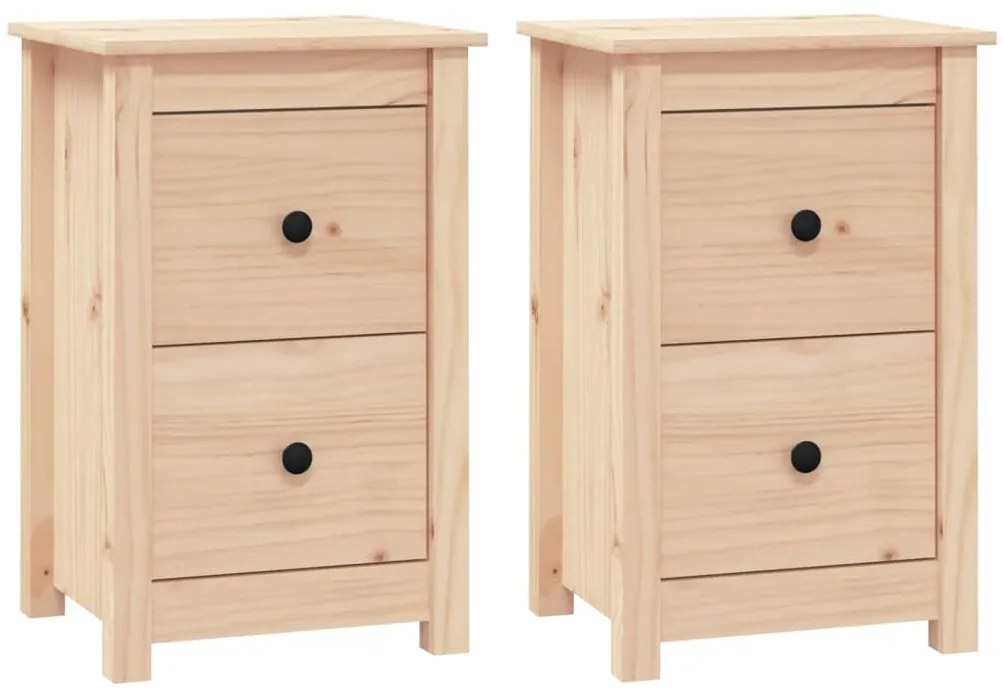 vidaXL Κομοδίνα 2 τεμ. 40 x 35 x 61,5 εκ. από Μασίφ Ξύλο Πεύκου