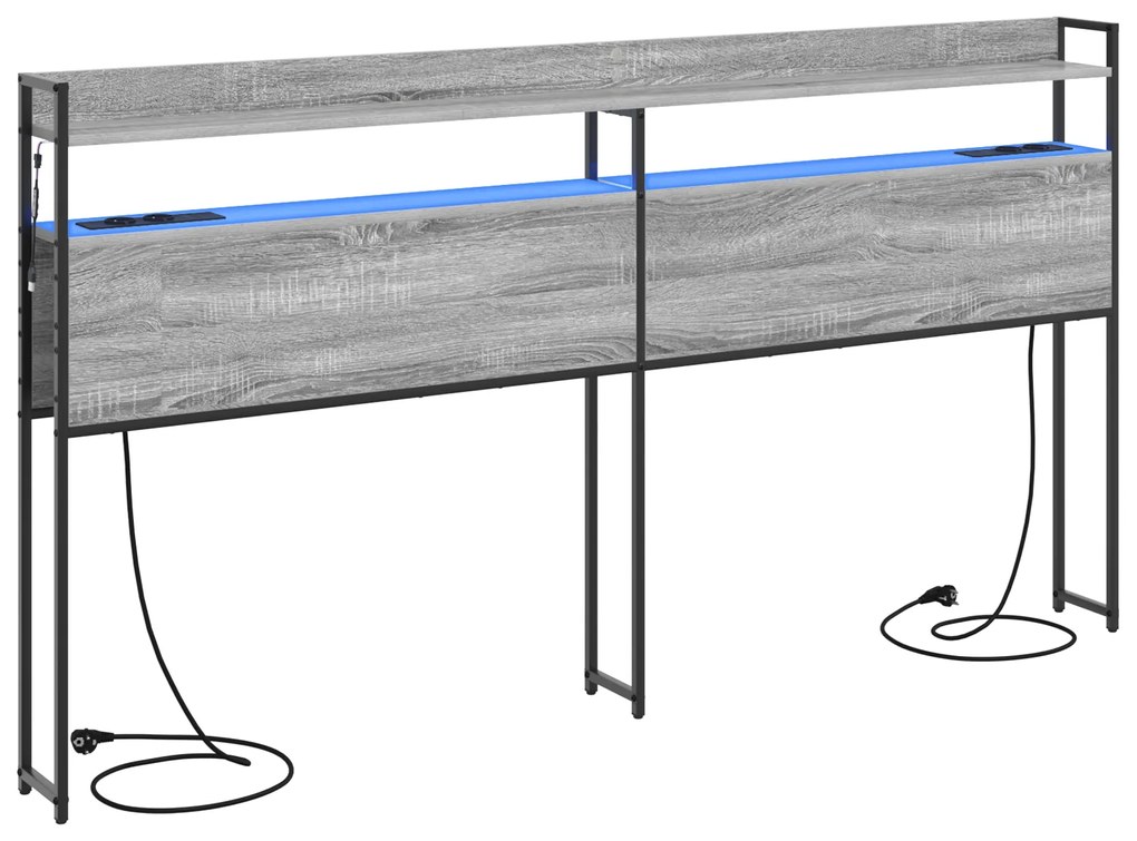 vidaXL Κεφαλάρι Αποθήκης με ράφι Γκρι sonoma 180 cm Επεξεργασμένο ξύλο