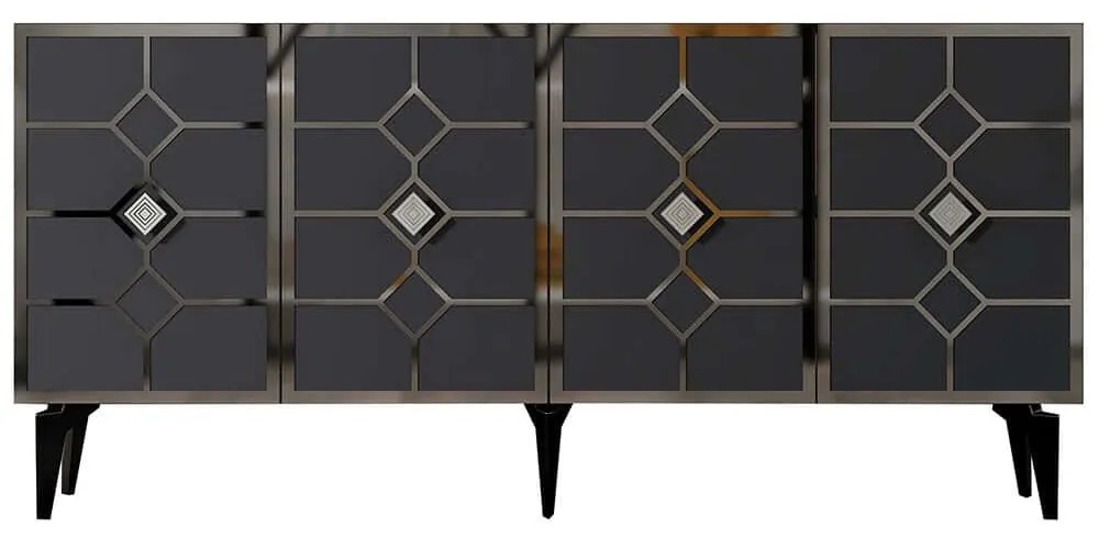 Μπουφές Cagla 475OLV2764 150x40x79cm Anthracite-Silver Μοριοσανίδα, Μελαμίνη
