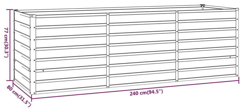 Ζαρντινιέρα Σκουριασμένο 240x80x77 εκ. Ατσάλι Σκληρυθέν Αέρα - Καφέ