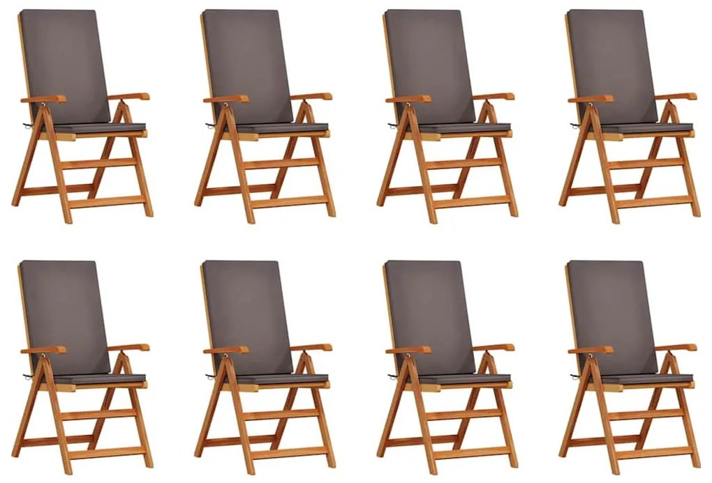 vidaXL Καρέκλα Κήπου 8 pcs Καφέ 57 x 71.5 x 104εκ Μασίφ ξύλο teak