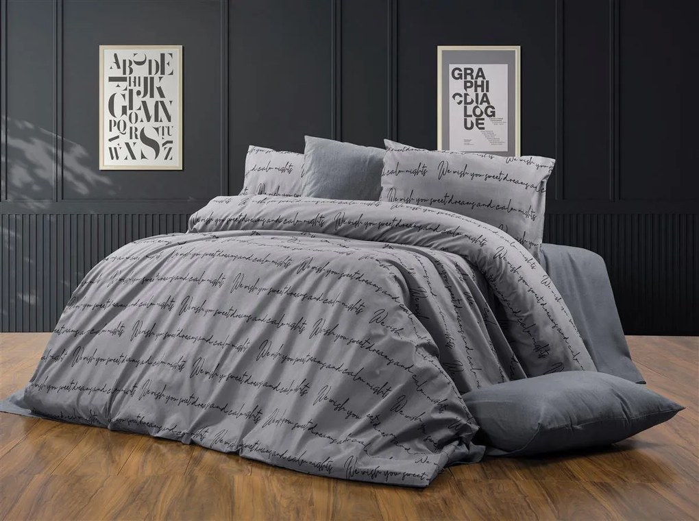 Σετ Σεντόνια 4τμχ Polycotton King 240x270εκ. Αρίσβη 472 Grey DimCol