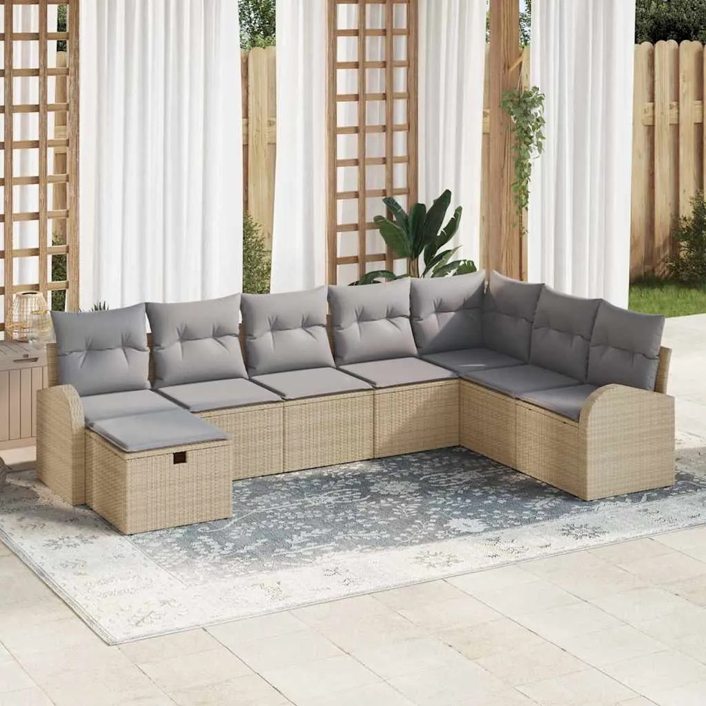 vidaXL Σετ Καναπέ Κήπου 8 pcs μπεζ και ανοιχτό γκρι 289 x 179 x 85 εκ.