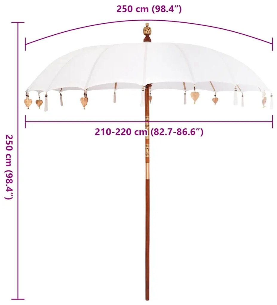 vidaXL Μπαλινέζικη Ομπρέλα Κρεμ (210-220) x 260 εκ.