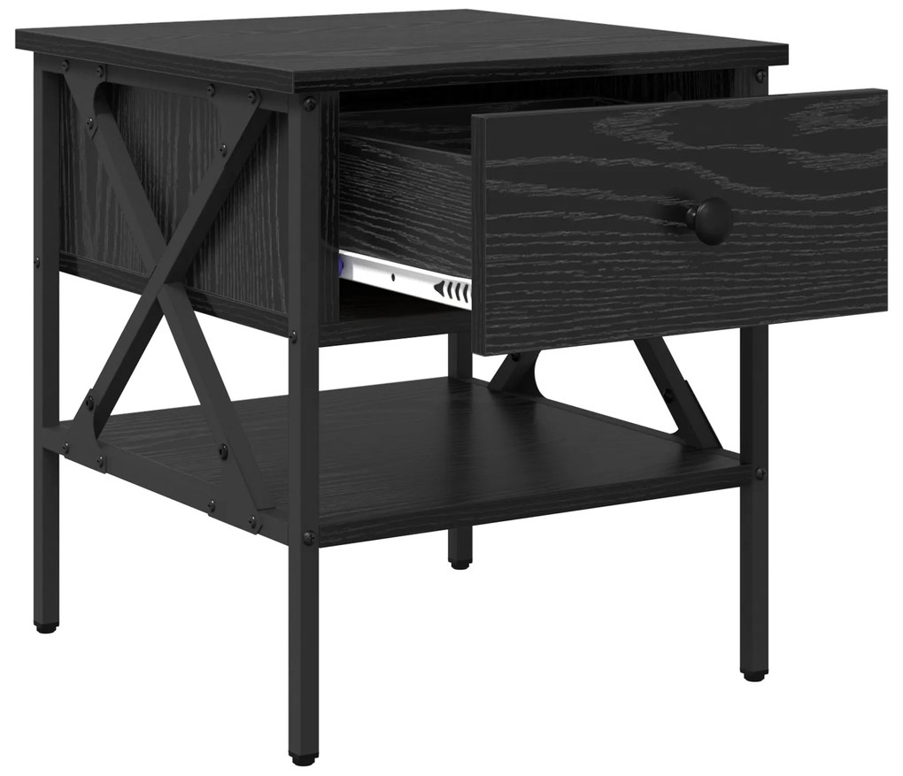 vidaXL κομοδίνο Μαύρη δρυς 40x42x45 εκ Επεξεργασμένο ξύλο