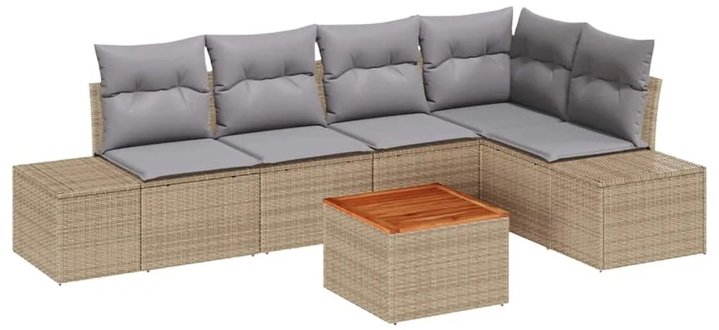 vidaXL Σετ Καναπέ Κήπου 6 pcs Μπέζ και Ανοιχτό Γκρι συνθετικό ρατάν