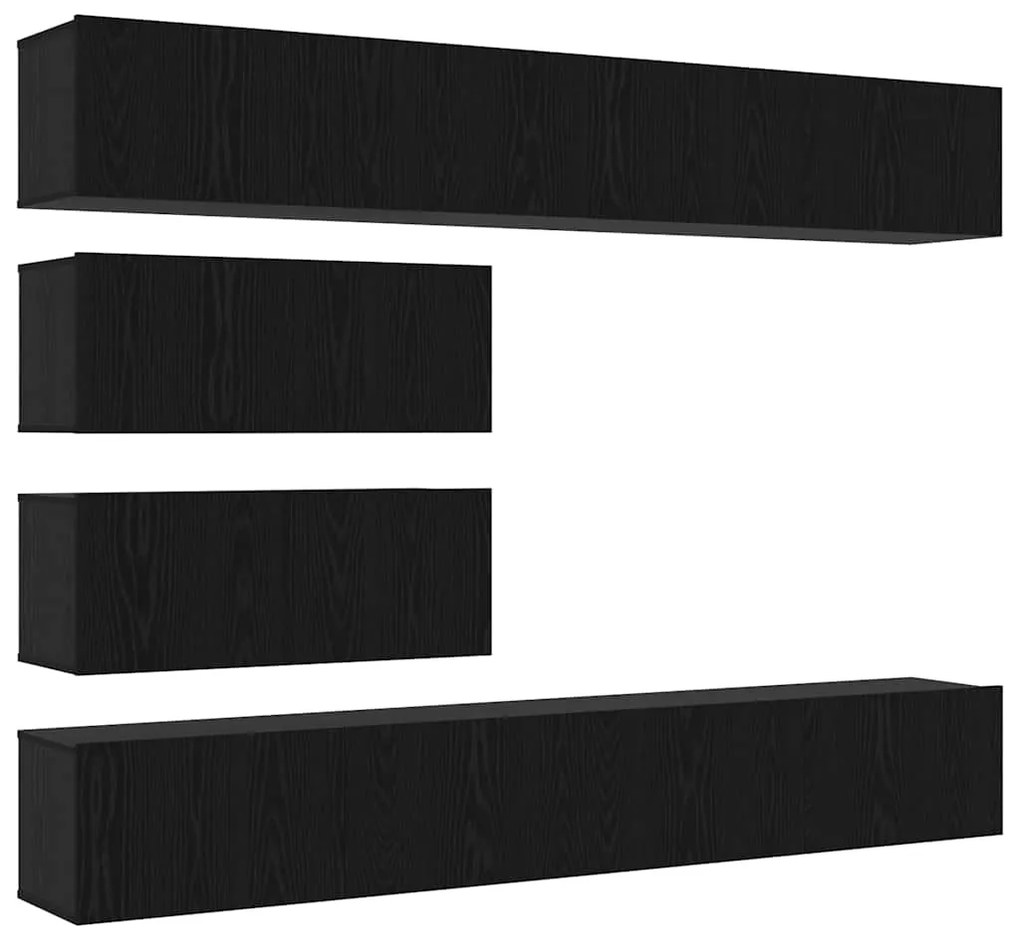 vidaXL Σετ επίπλου τηλεόρασης 6 pcs Μαύρη Οξυά Επεξεργασμένο ξύλο