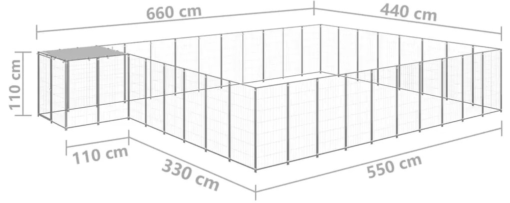 vidaXL Σπιτάκι Σκύλου Ασημί 25,41 μ² Ατσάλινο