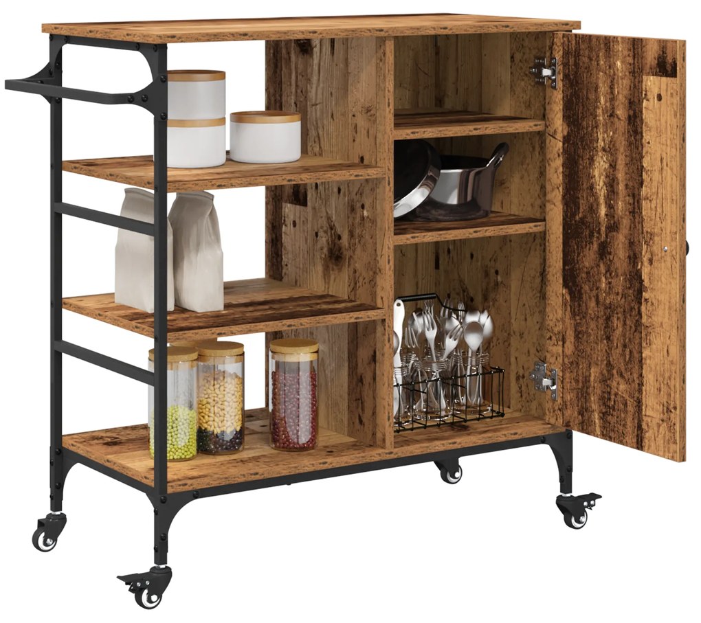 vidaXL Τροχόσπιτο Κουζίνας Παλιό Ξύλο 87,5x38,5x84,5 cm Κατασκευασμένο από Ξύλο