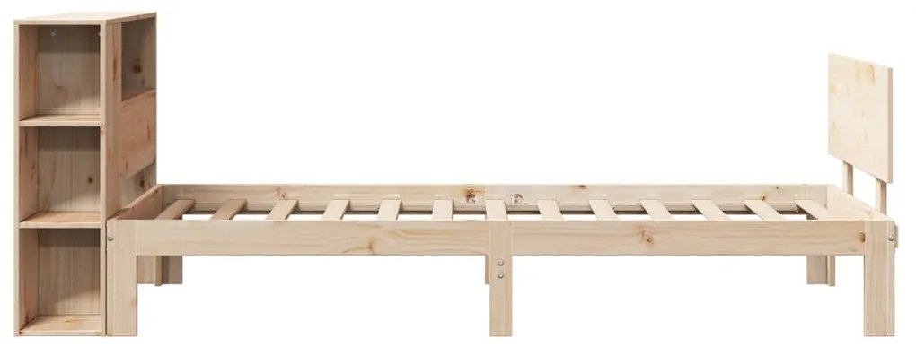 vidaXL Κρεβάτι Βιβλιοθήκη Χωρίς Στρώμα 75x190 εκ Μασίφ Ξύλο Πεύκο