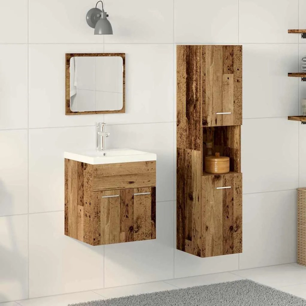 vidaXL Σετ Επίπλων Μπάνιου με πόρτα 3 pcs Παλιό Ξύλο 41 x 38.5 x 46 cm
