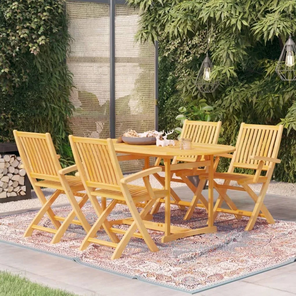 vidaXL Σετ Τραπεζαρίας Κήπου 5 Τεμαχίων από Μασίφ Ξύλο Teak