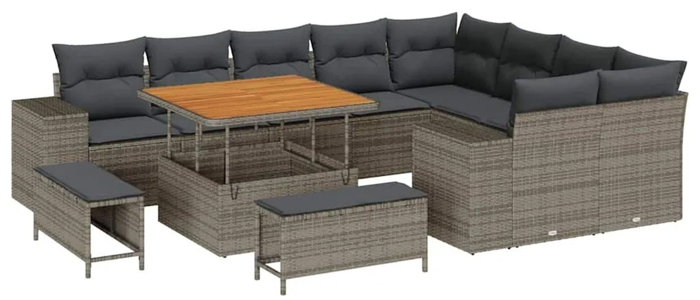 vidaXL Σετ Καναπέ Κήπου με μαξιλάρι 12 pcs Γκρι 100 x 100 x 71 cm