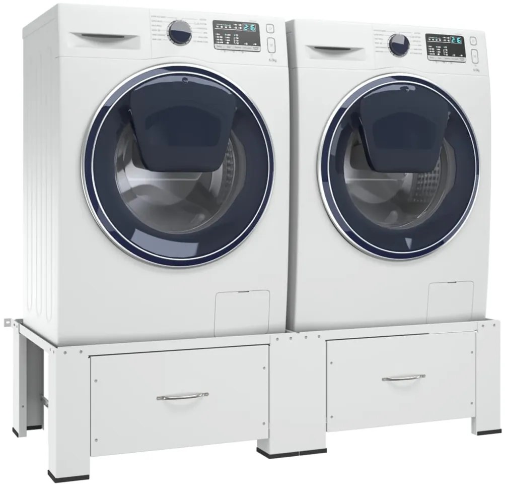 vidaXL Βάση Πλυντηρίου Ρούχων και Στεγνωτηρίου Διπλή με Συρτάρια Λευκή