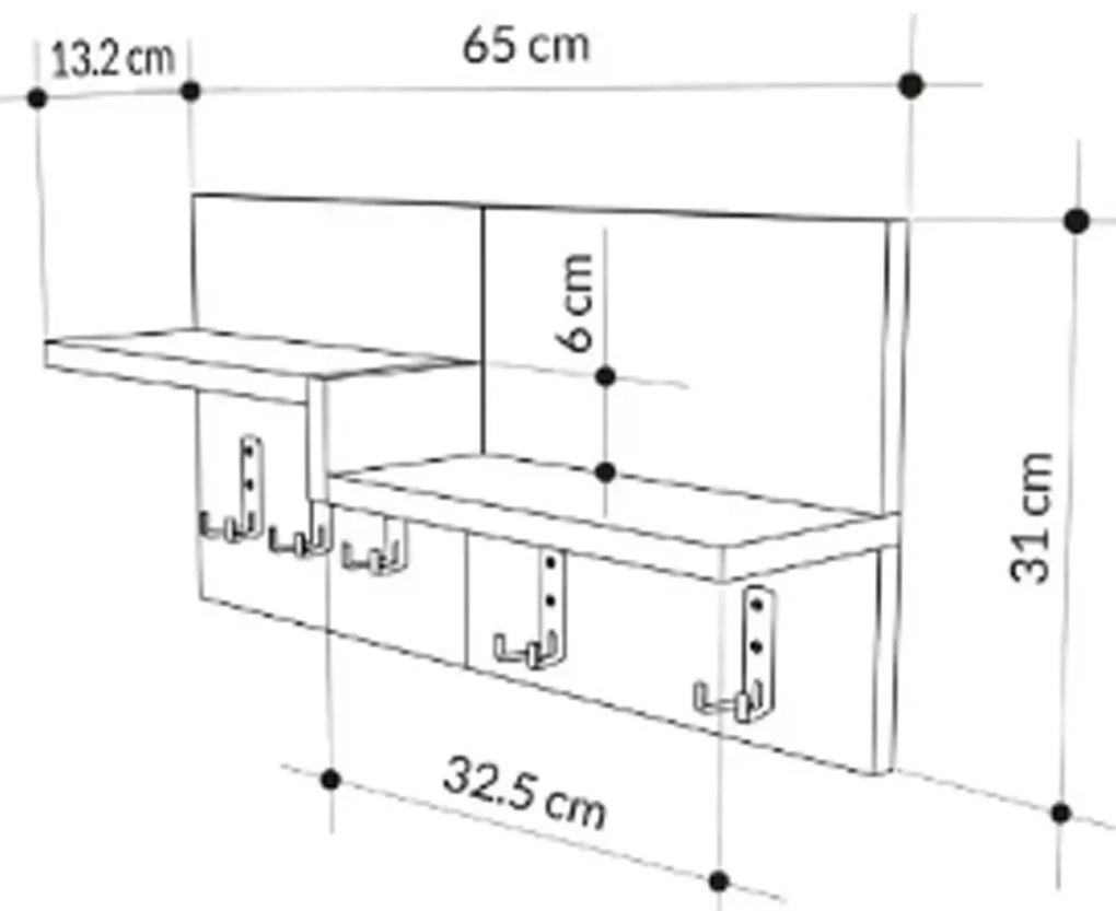 ΚΡΕΜΑΣΤΡΑ ΕΙΣΟΔΟΥ &amp; ΡΑΦΙ NYDA HM18079.02 ΜΕΛΑΜΙΝΗ ΚΑΡΥΔΙ-ΜΑΥΡΟ 65x13.2x31Υεκ. (1 Τεμμάχια)