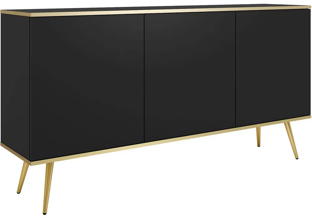Μπουφές Oro K160_Cz_GL 160x39x85cm Anthracite-Gold Μελαμίνη,Μέταλλο
