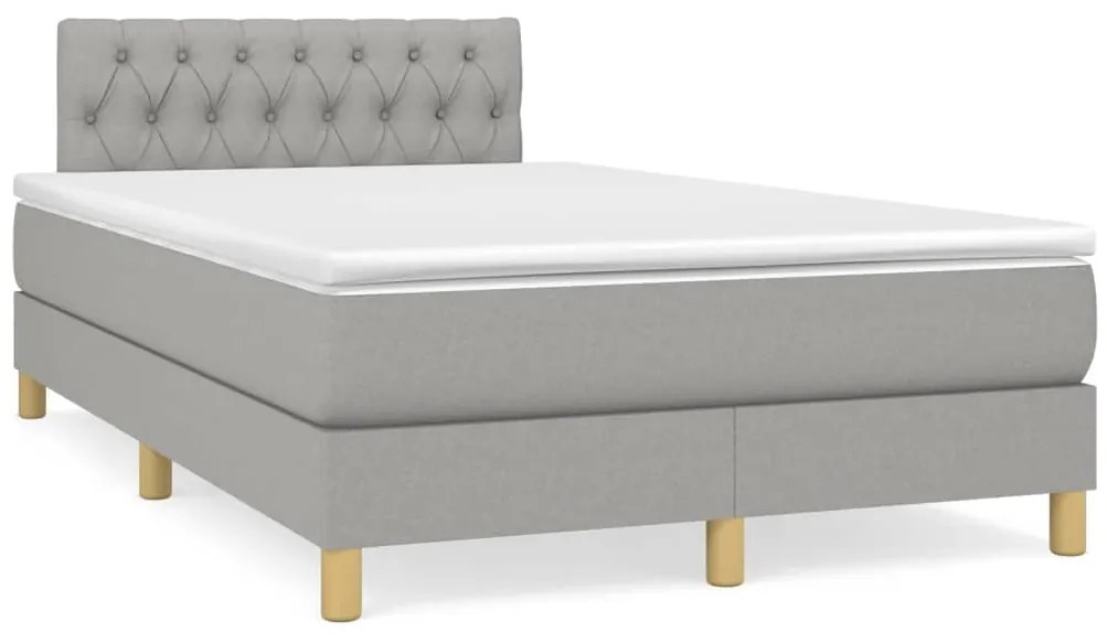 vidaXL Κρεβάτι Boxspring με Στρώμα Ανοιχτό Γκρι 120x190 εκ. Υφασμάτινο