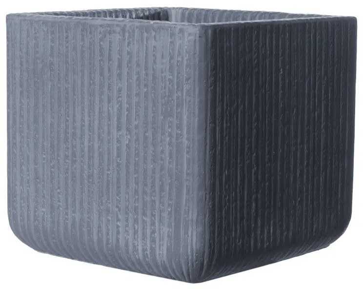 Supergreens Γλάστρα Πήλινη Τετράγωνη "Stripe" Γκρι Σκούρο XXL 55x55x47 εκ.