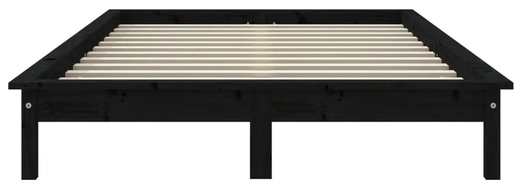 vidaXL Πλαίσιο Κρεβατιού Μαύρος 140 x 200 εκ. από Μασίφ Ξύλο Πεύκου