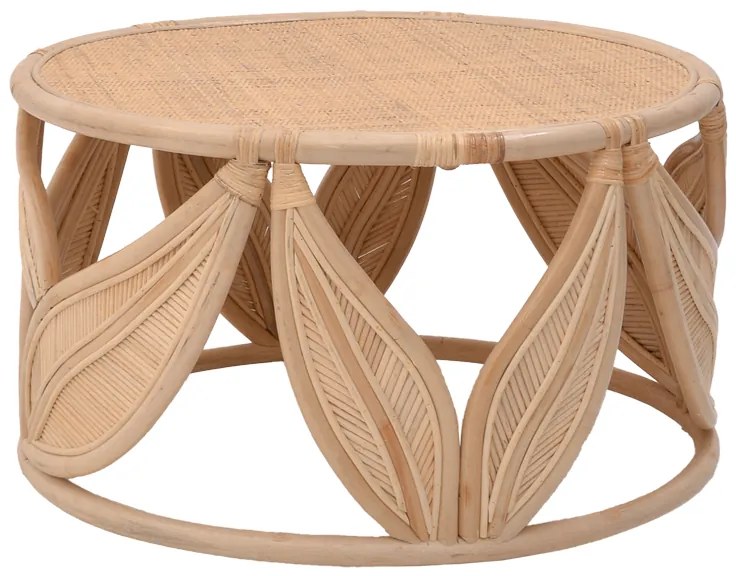 Τραπέζι σαλονιού Siderty rattan σε φυσική απόχρωση Φ80x45εκ