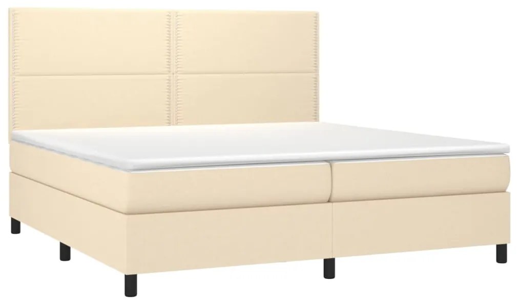 vidaXL Κρεβάτι Boxspring με Στρώμα Κρεμ 200x200 εκ. Υφασμάτινο