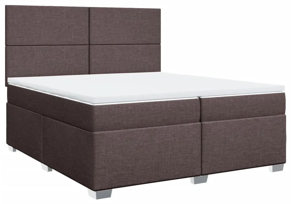 vidaXL Κρεβάτι Boxspring με Στρώμα Σκούρο Καφέ 200x200 εκ. Υφασμάτινο