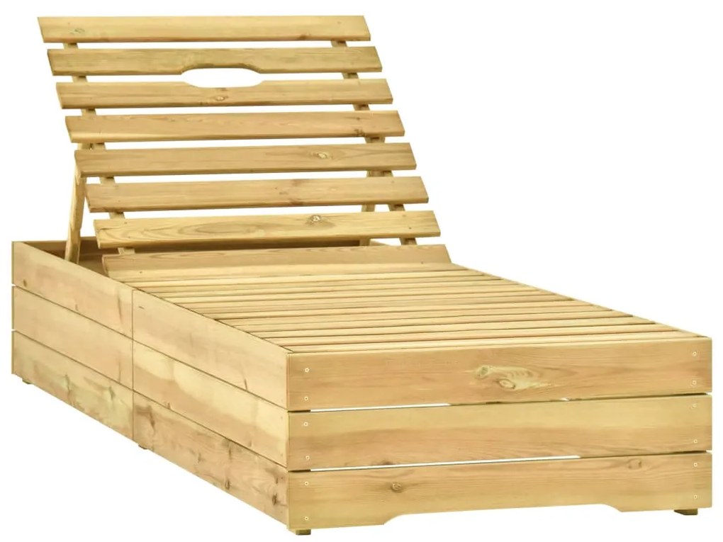 vidaXL Ξαπλώστρα από Εμποτισμένο Ξύλο Πεύκου με Μαύρο Μαξιλάρι