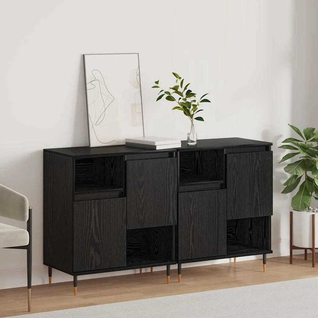 vidaXL Παραδοσιακά Πλευρικά Έπιπλα 2 pcs Μαύρη δρυς 120 x 35 x 70 εκ