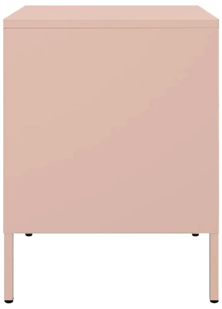 vidaXL Κομοδίνο Ροζ 36x39x50,5 εκ. από Χάλυβα