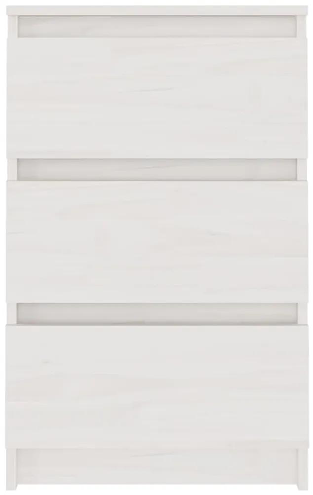 Κομοδίνα 2 τεμ. Λευκά 40 x 29,5 x 64 εκ. από Μασίφ Ξύλο Πεύκου - Λευκό