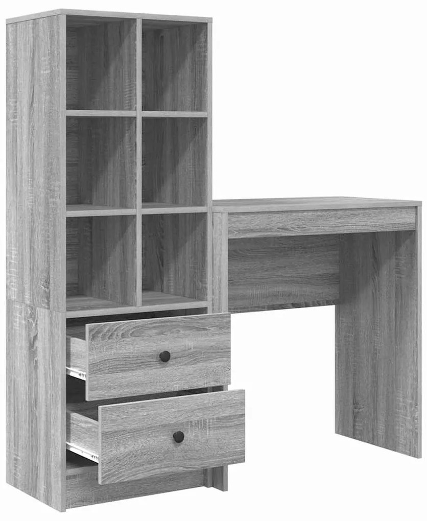 vidaXL Γραφείο με αποθηκευτικό χώρο 2 pcs Γκρι sonoma 70 x 40 x 76 εκ.