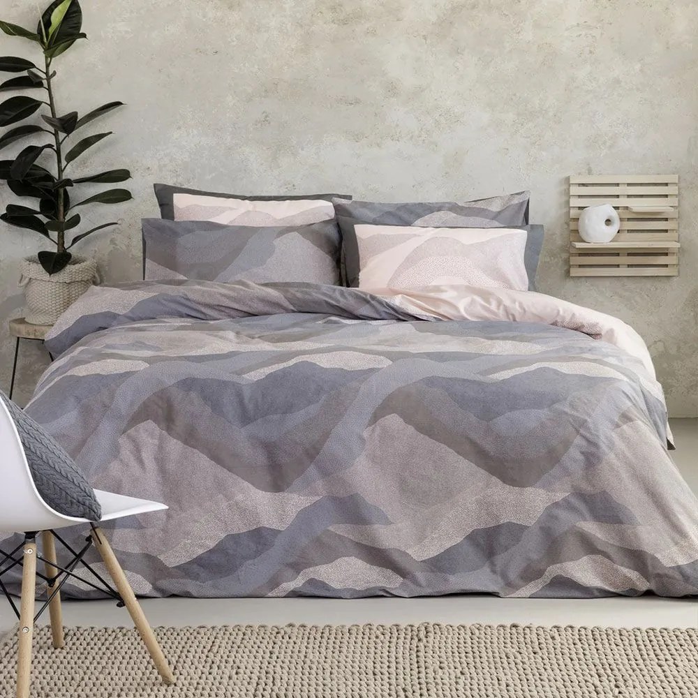 Σεντόνια Pintura (Σετ 3τμχ) Grey-Pink Nima Μονό 170x260cm 100% Cotton