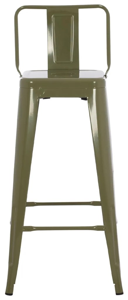 Σκαμπό bar με πλάτη μεταλλικό Melita-Pro dark olive green 42x42x100Υ εκ.