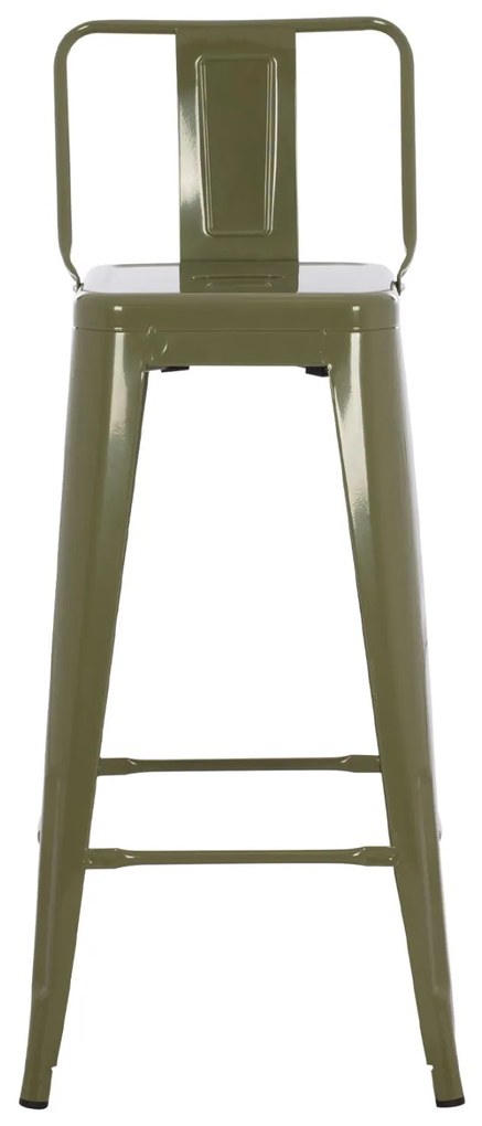 Σκαμπό μπάρ με πλάτη Melita-Pro Μεταλλικό Dark Olive Green 42x42x100Υ εκ. 42x42x100 εκ.
