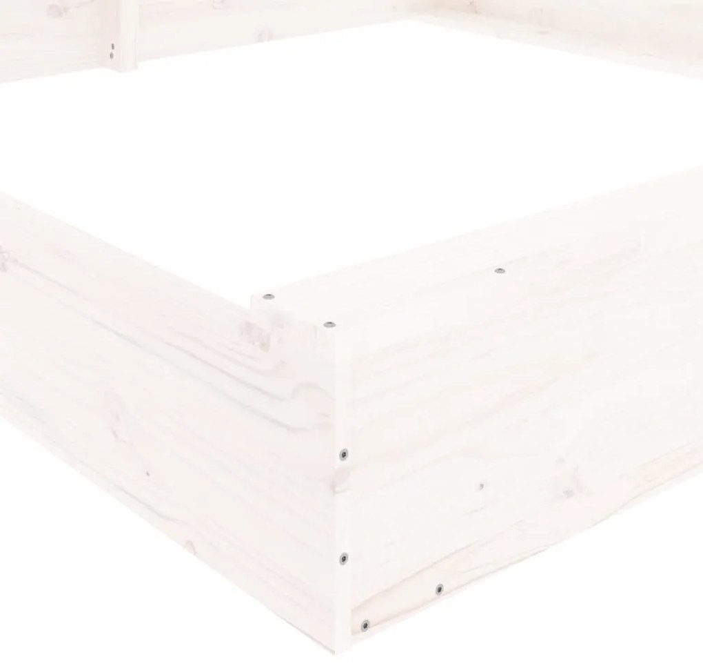 vidaXL Αμμοδόχος με Καθίσματα Λευκή Τετράγωνη από Μασίφ Ξύλο Πεύκου
