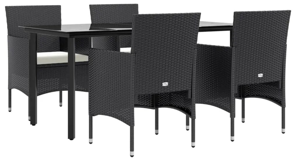 vidaXL Σετ Τραπεζαρίας Κήπου 5 Τεμαχίων Μαύρο με Μαξιλάρια