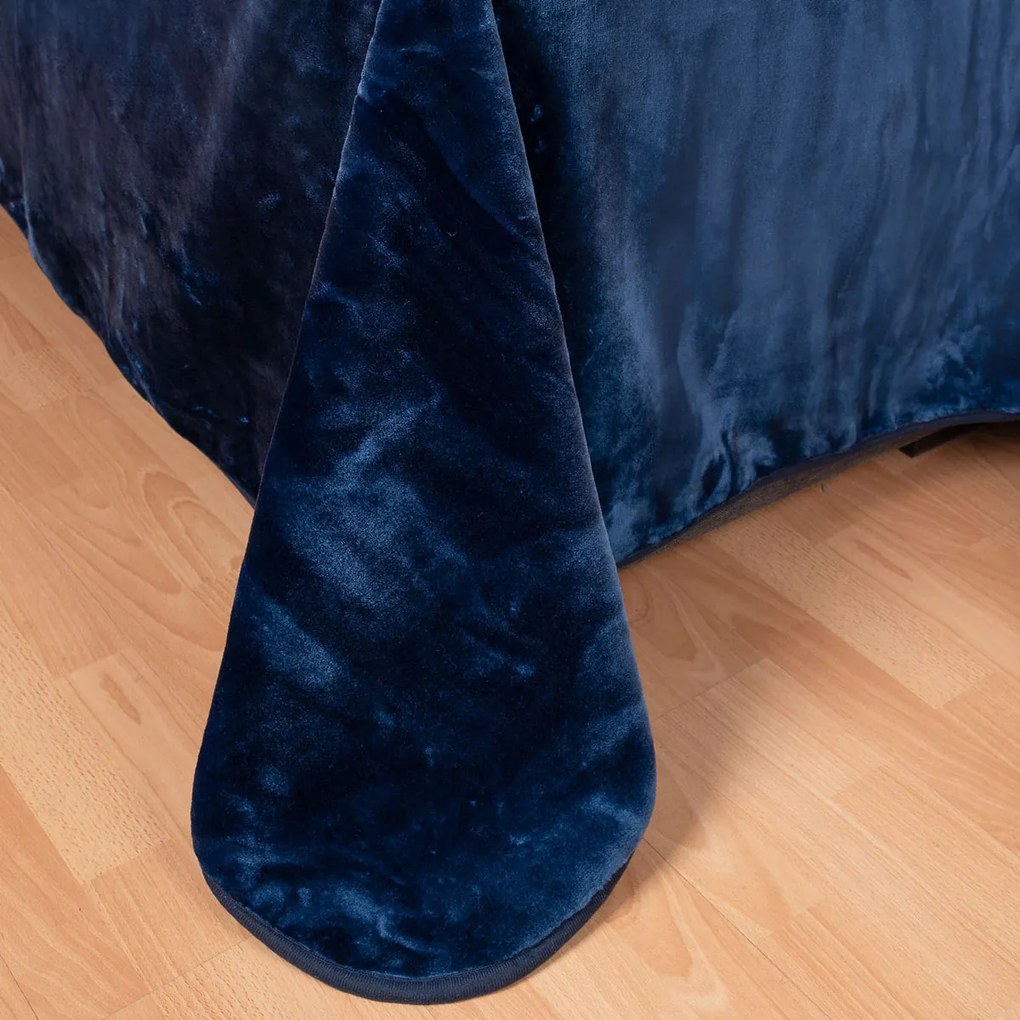 Κουβέρτα Βελουτέ Υπέρδιπλη (220x240) Silk Fashion Velour Μπλε