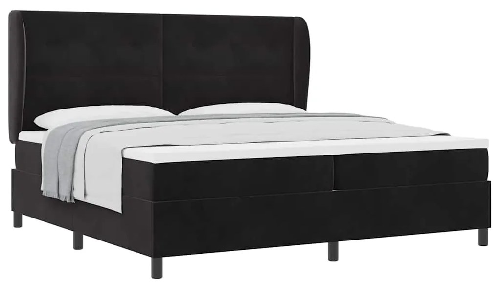 vidaXL Κρεβάτι με ελατήρια με στρώμα Μαύρο 200 x 200 cm Βελούδο