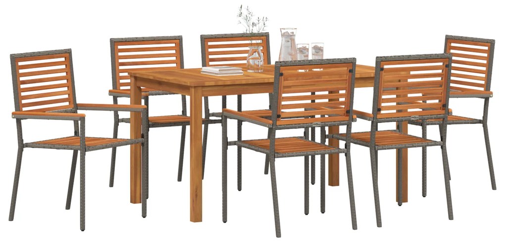 vidaXL Σερβίτσιο Κήπου 7 pcs Γκρι 140 x 80 x 74 cm Μέταλλο, ξύλο