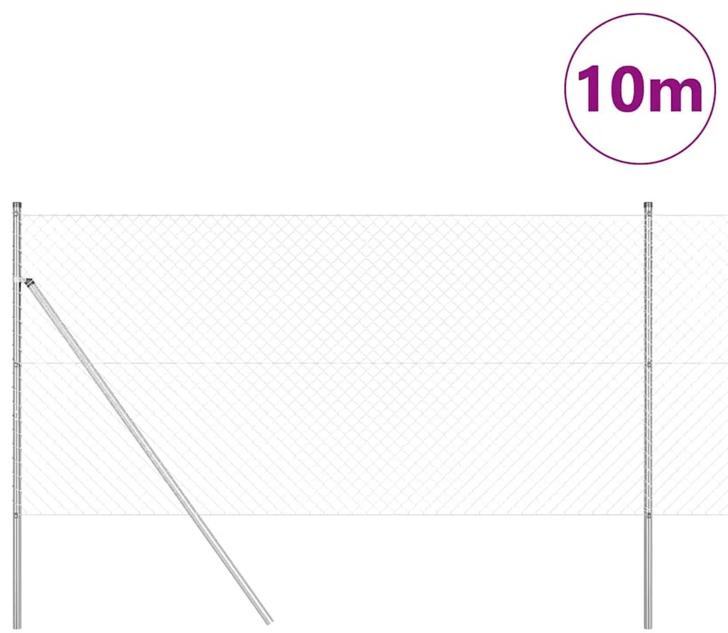 vidaXL Στύλος Περιφράξεων Ασημί 10 x 1,2 μ (40 x 40 mm πλέγμα) Ατσάλι