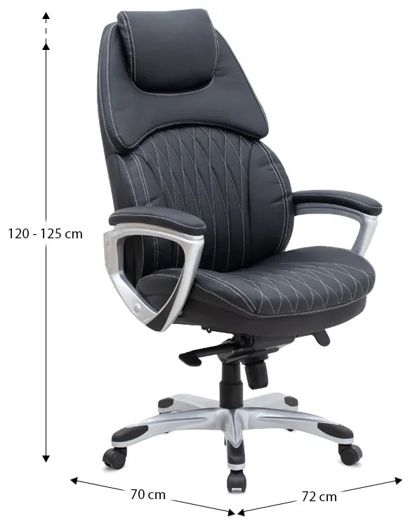 Καρέκλα γραφείου διευθυντική Duke Megapap από τεχνόδερμα χρώμα μαύρο 72x70x120/125εκ.