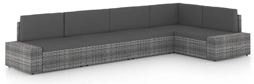 Σαλόνι Κήπου 5 Τεμαχίων Γκρι από Συνθετικό Ρατάν με Μαξιλάρια