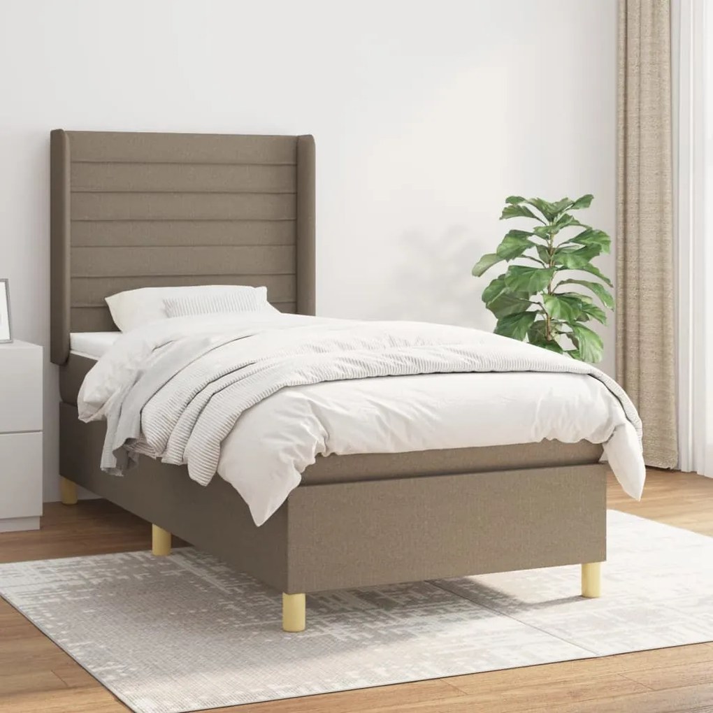 Κρεβάτι Boxspring με Στρώμα Taupe 80x200 εκ. Υφασμάτινο