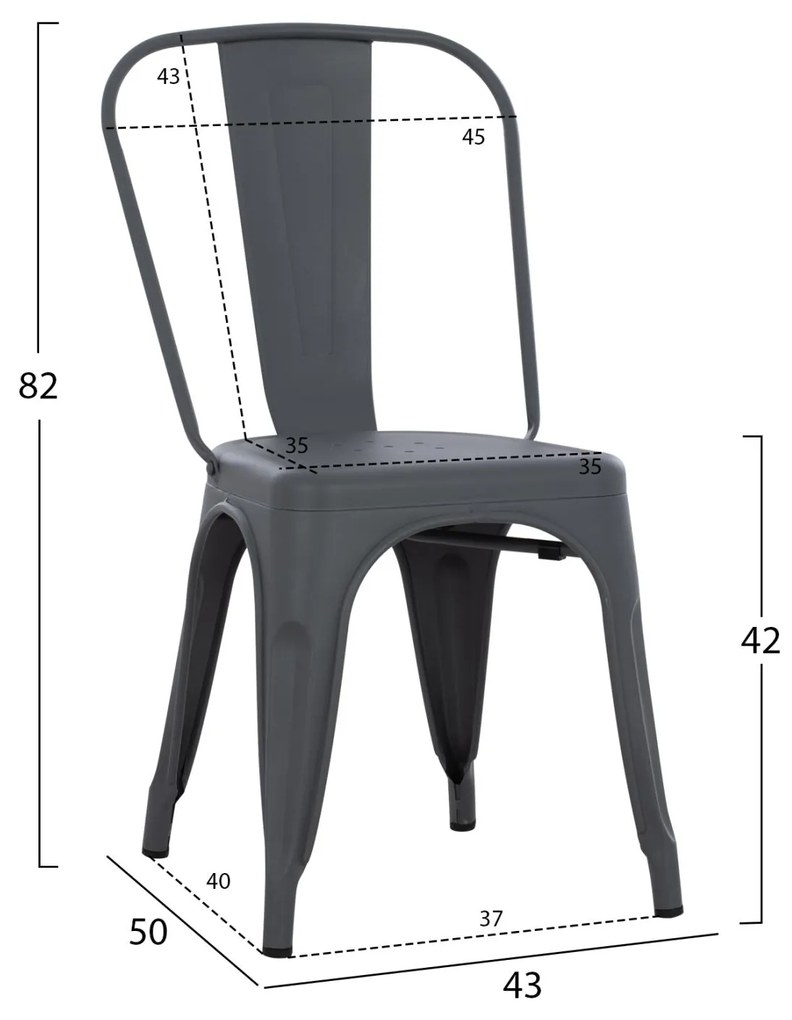 Καρέκλα Μεταλλική Melita-Pro Γκρι 44x47x84,5Υ εκ. 44x47x84.5 εκ.