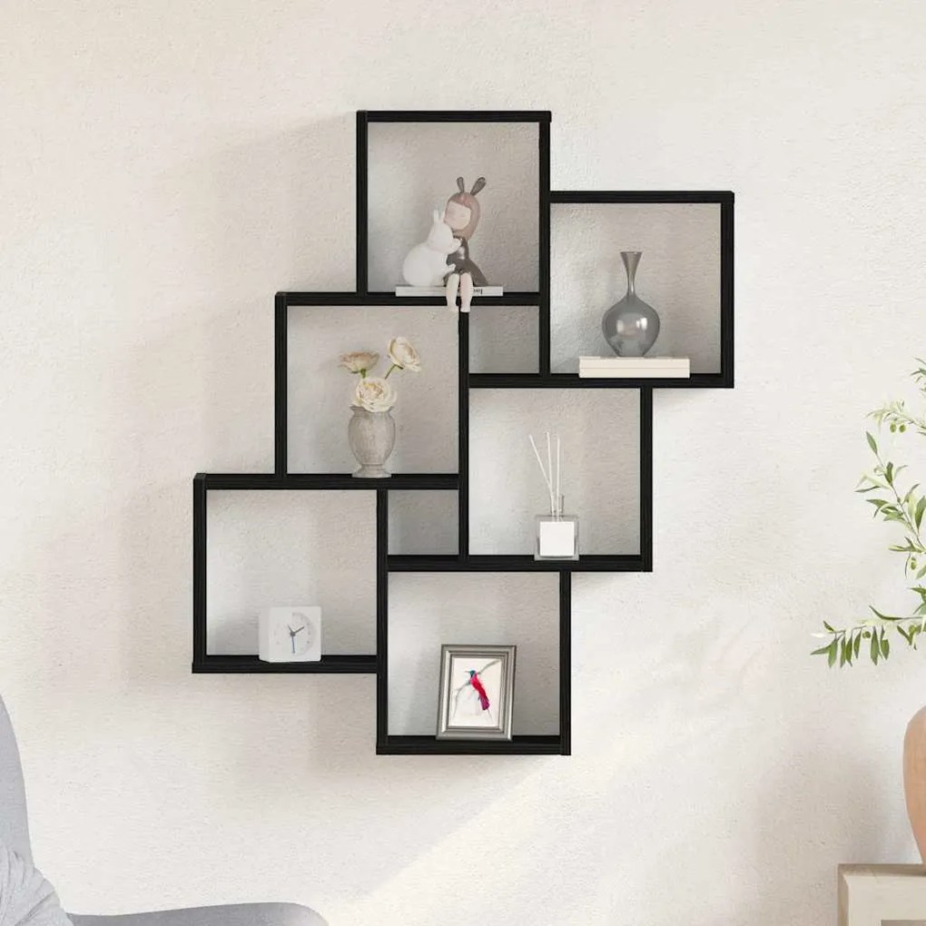 vidaXL Ράφι Τοίχου Μαύρη Οξυά 78 x 15 x 93 εκ Επεξεργασμένο ξύλο