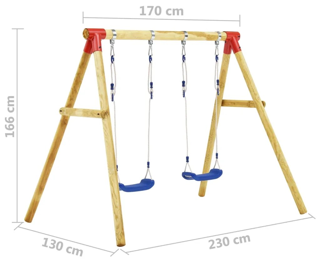 vidaXL Σετ Κούνιας Παιδικό 230 x 130 x 166 εκ. από Ξύλο Πεύκου