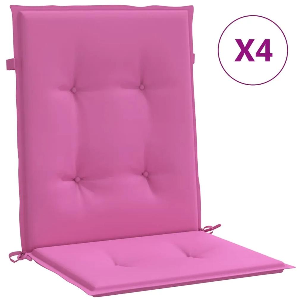 vidaXL Μαξιλάρια Καρέκλας με Πλάτη 4 τεμ. Ροζ Υφασμάτινα
