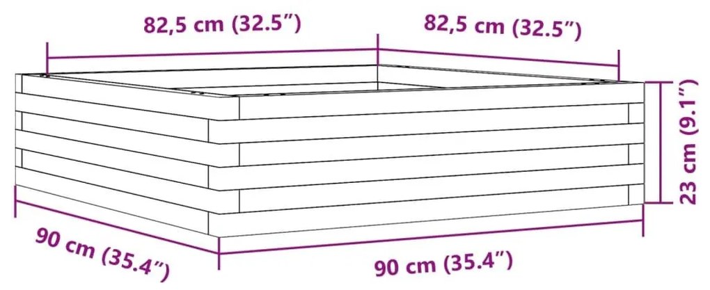 Ζαρντινιέρα Λευκή 90x90x23 εκ. από Μασίφ Ξύλο Πεύκου - Λευκό