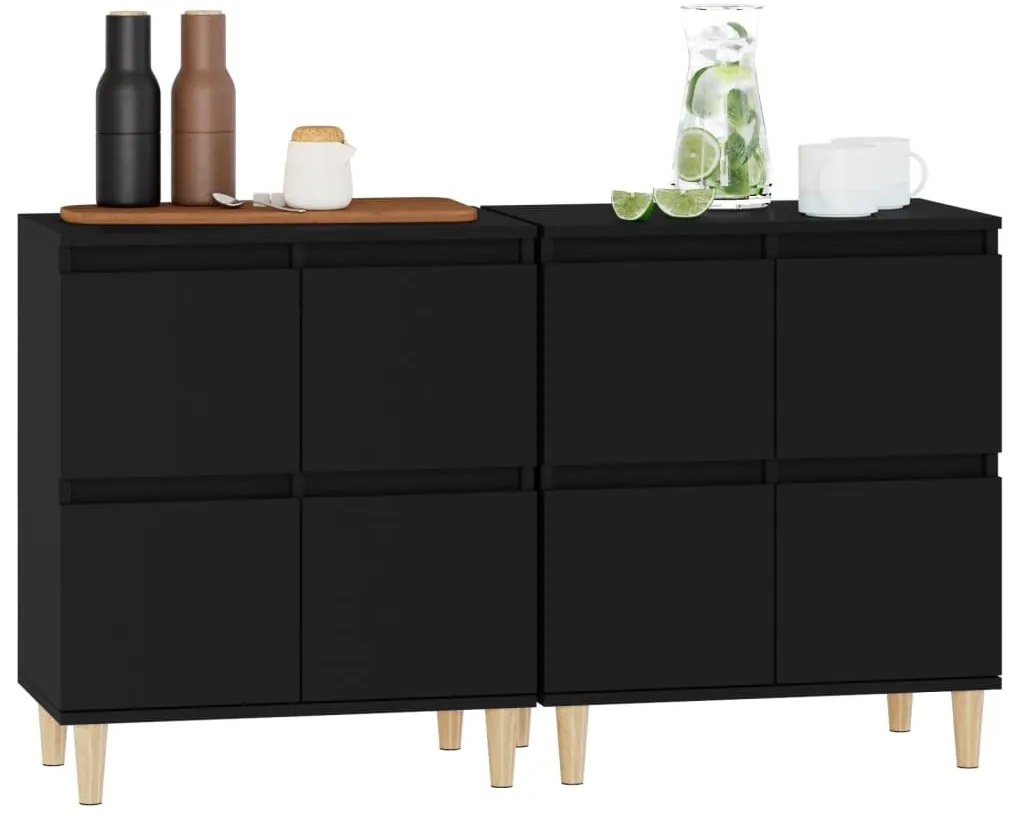 vidaXL Ντουλάπια 2 τεμ. Μαύρα 60x35x70 εκ. Επεξεργασμένο Ξύλο